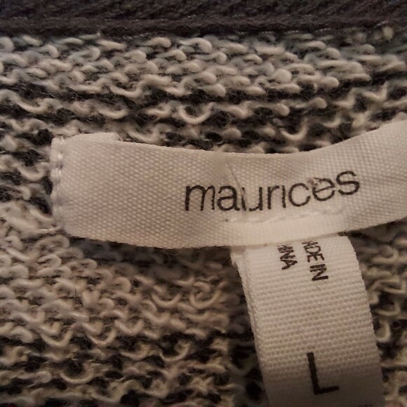 Maurices Sweater Gray Stripe Womens Large Cowl Neck Snap Button Versatile - Picture 5 of 12